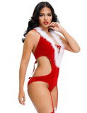 Deep V-neck Backless Red Color Christmas Romper Costume Egypt
