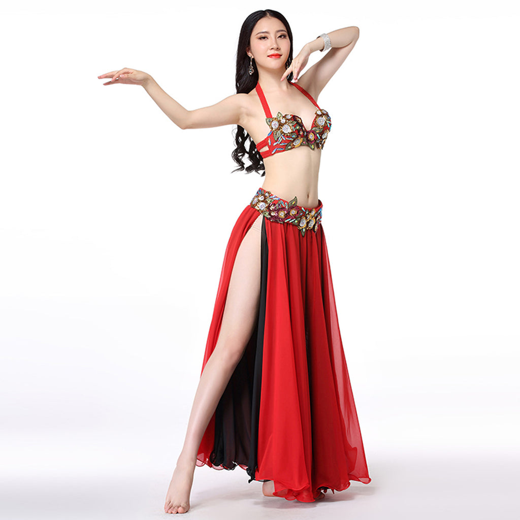 Flower Red Dance Sets Belly Dance Wear for Performance