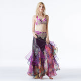 Women Belly Dance Costume Set Professional Dancing Performance Skirt Sexy Bra Fishtail Mermaid Skirt