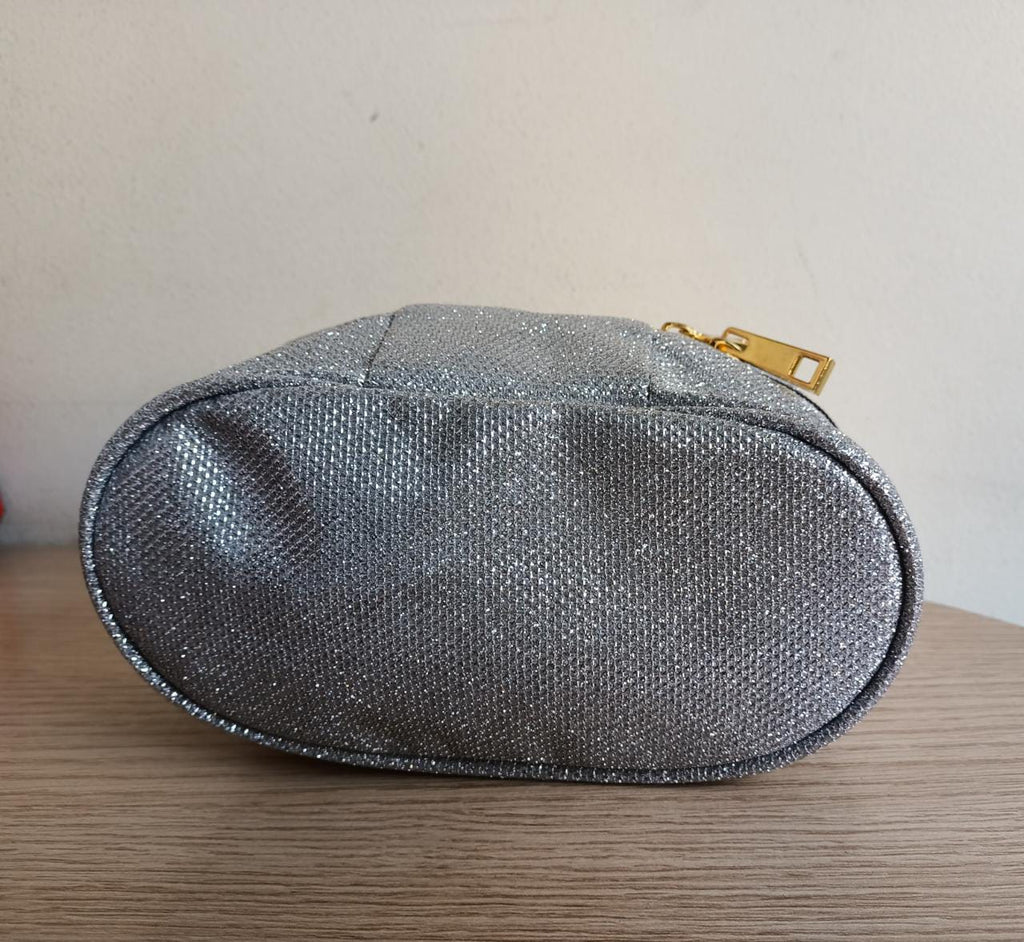 Silver glitter makeup bag