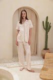 Classic half-sleeve pajamas with rose print buttons