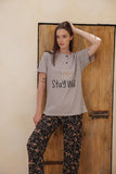 Stay Wild half-sleeve pajamas with pants