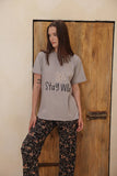 Stay Wild half-sleeve pajamas with pants