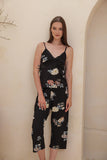 Floral printed pentacore suspender pajamas