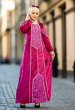 Women's winter abaya with striped velvet