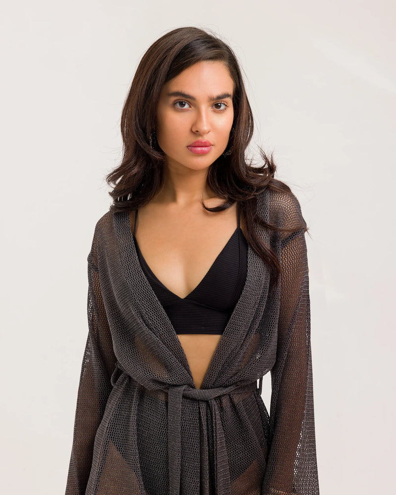 SILVER SHIMMERY KIMONO COVERUP
