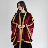 Burgundy velvet bisht kaftan