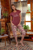 Women's pajama pants summer decorated with flowers