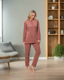 Two-Piece T-Shirt Pajama Set in Turkish Velvet Structured Lined Turkish Monifa