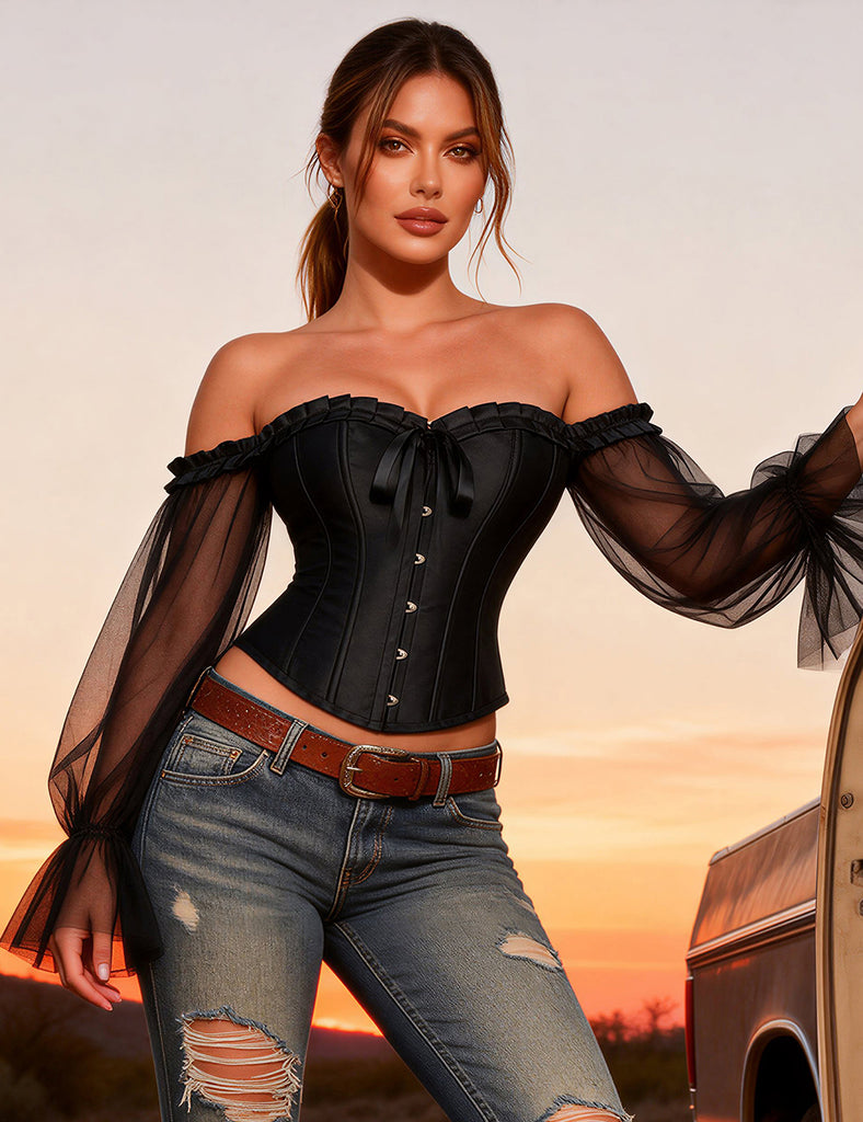 12 Pieces Plastic Black Sexy Lantern Long Sleeves Palace Style Corset Egypt