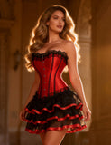 Steel Bones Black Lace Red Corset Egypt