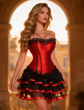 Steel Bones Black Lace Red Corset Egypt