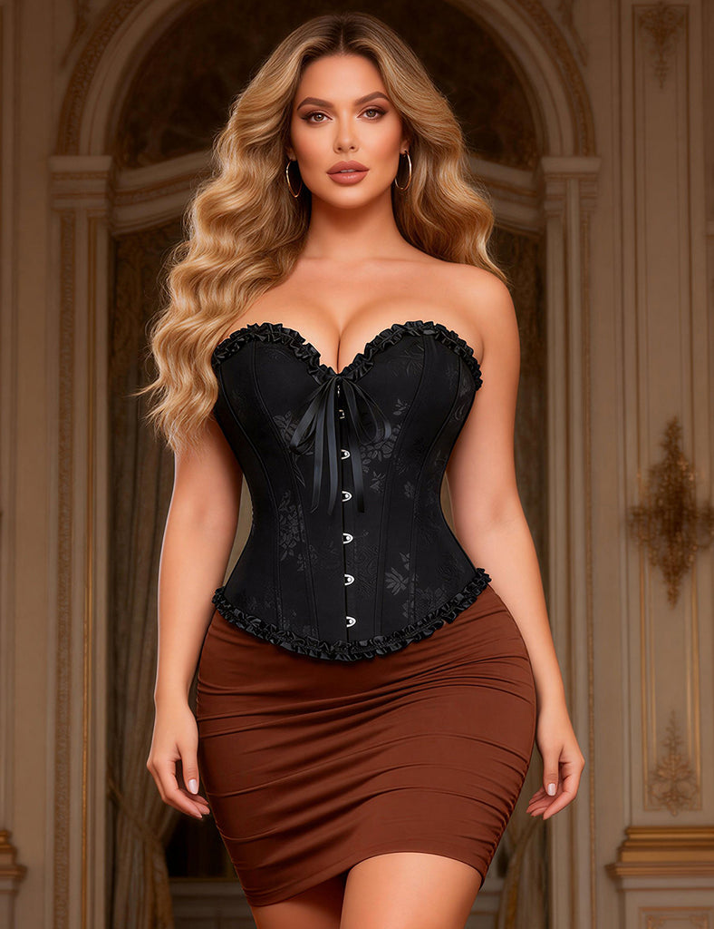 12 Pieces Plastic Bones Black Sexy Steel Buckles Lace-up Palace Style Corset Egypt