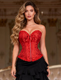 12 Pieces Plastic Bones Red Sexy Embroidered Zippered Palace Style Corset Egypt