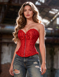 12 Pieces Plastic Bones Red Sexy Embroidered Zippered Palace Style Corset Egypt