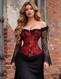 Sexy Lace Sleeves Stitching Red Corset Egypt