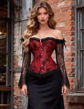 Sexy Lace Sleeves Stitching Red Corset Egypt