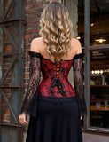 Sexy Lace Sleeves Stitching Red Corset Egypt