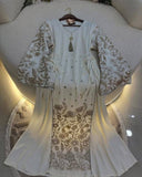 Women's embroidered abaya, linen fabric
