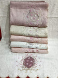 Soft bamboo towel set with tulle and Turkish lace, 6 pieces Size 50 x 90 cm