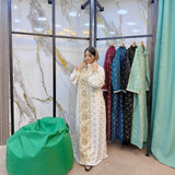 Women's embroidered abaya, linen fabric