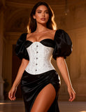 New White & Black Strapless Lace Corset Top with Panty
