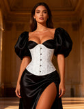 New White & Black Strapless Lace Corset Top with Panty