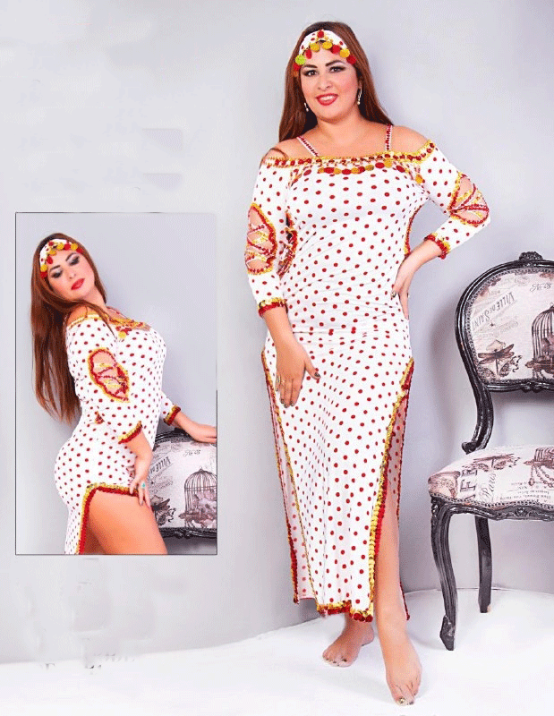 White polka dot dance suit