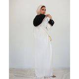 Off white embroidered hooded kaftan