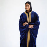 Belted waist velvet cape kaftan