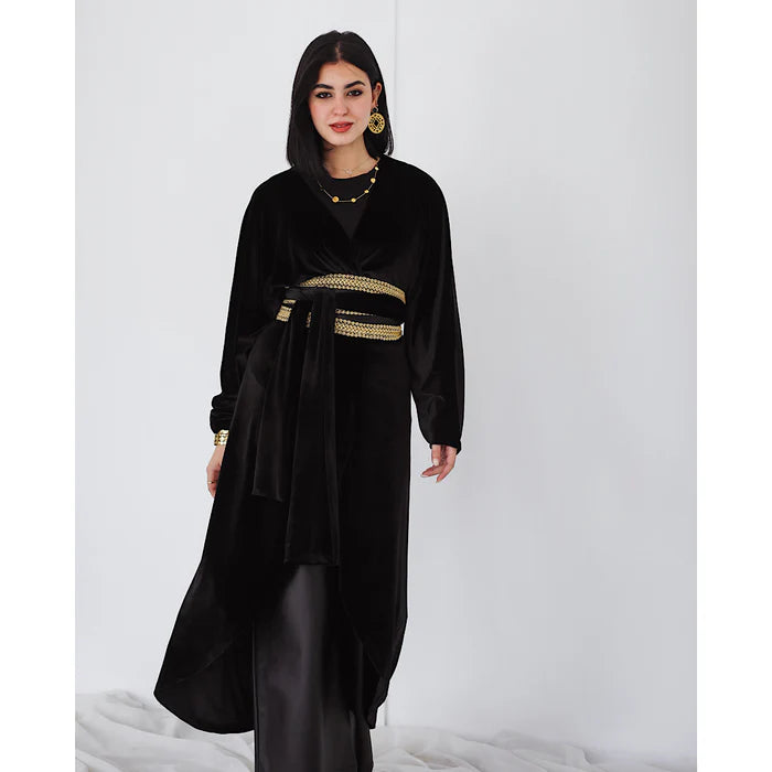Black velvet wrap cardigan