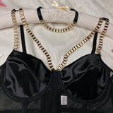 Sexy Velvet Hollow Cut Halter Bra Set