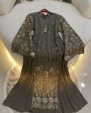 Women's embroidered abaya, linen fabric