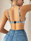 1pc Women’s Solid Color Silver Thread Print Comfortable Lingerie Bra