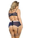 Navy Bra Set Egypt With Beige Lace Overlay
