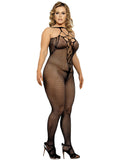 Halter Sexy Neck Open Back Netted Bodystocking