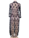 Black Delicate Lace Long Sleepwear Egypt Gown