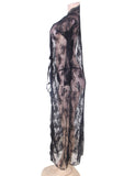 Black Delicate Lace Long Sleepwear Egypt Gown