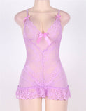 Sexy Red & Purple & Black & White Slim Deep V Neck Lace Sleepwear Egypt With Thong