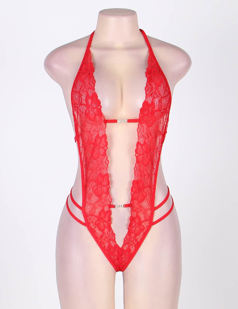 Crotchless Lace Teddy With Rhinestone Egypt