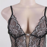 New Black Plus Size Floral See-Through Babydoll