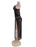 Black Mesh And Lace Elegant Lingerie Egypt Gown With Farawlaya