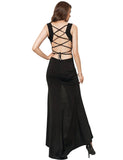 Croch Straps Back Slit Party Gown