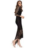 Delicate Floral Lace Low Hem Evening Dress