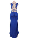 Croch Straps Back Slit Party Gown