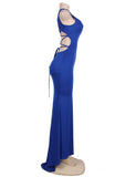 Croch Straps Back Slit Party Gown