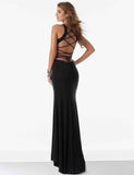 Croch Straps Back Slit Party Gown