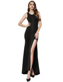 Croch Straps Back Slit Party Gown