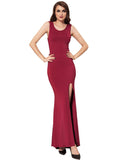 Croch Straps Back Slit Party Gown