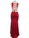 Croch Straps Back Slit Party Gown